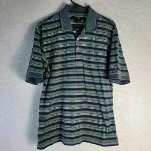Nike Tiger Woods Collection Golf Shirt Striped Sz Sm Green Blue